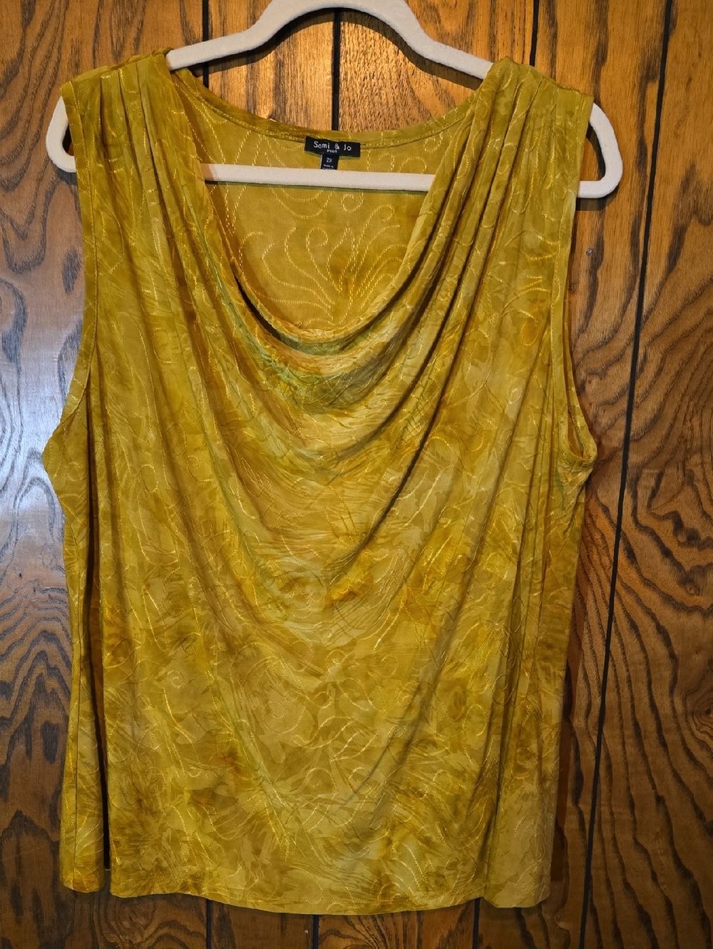 Sami & Jo Mustard Yellow Draped Sleeveless Top